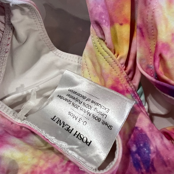 Posh Peanut Tie dye Rainbow one piece swimsuit for baby girl 0-3 - Picture 4 of 5